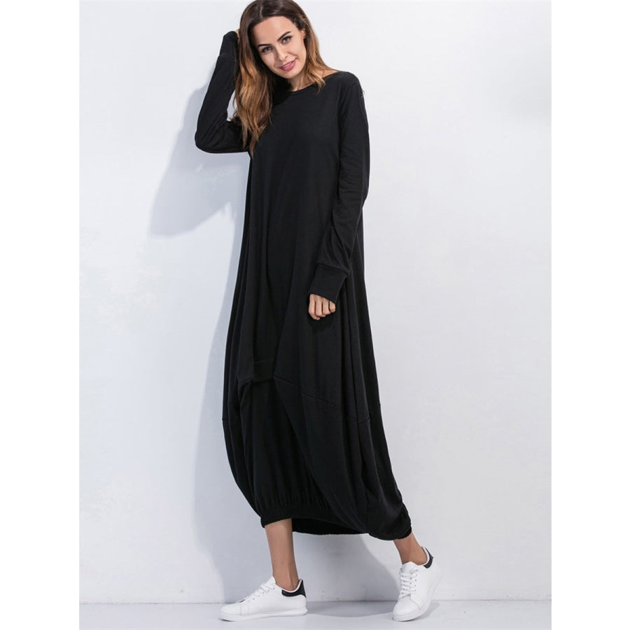 Full Size Round Neck Long Sleeve Sweatshirt Dress