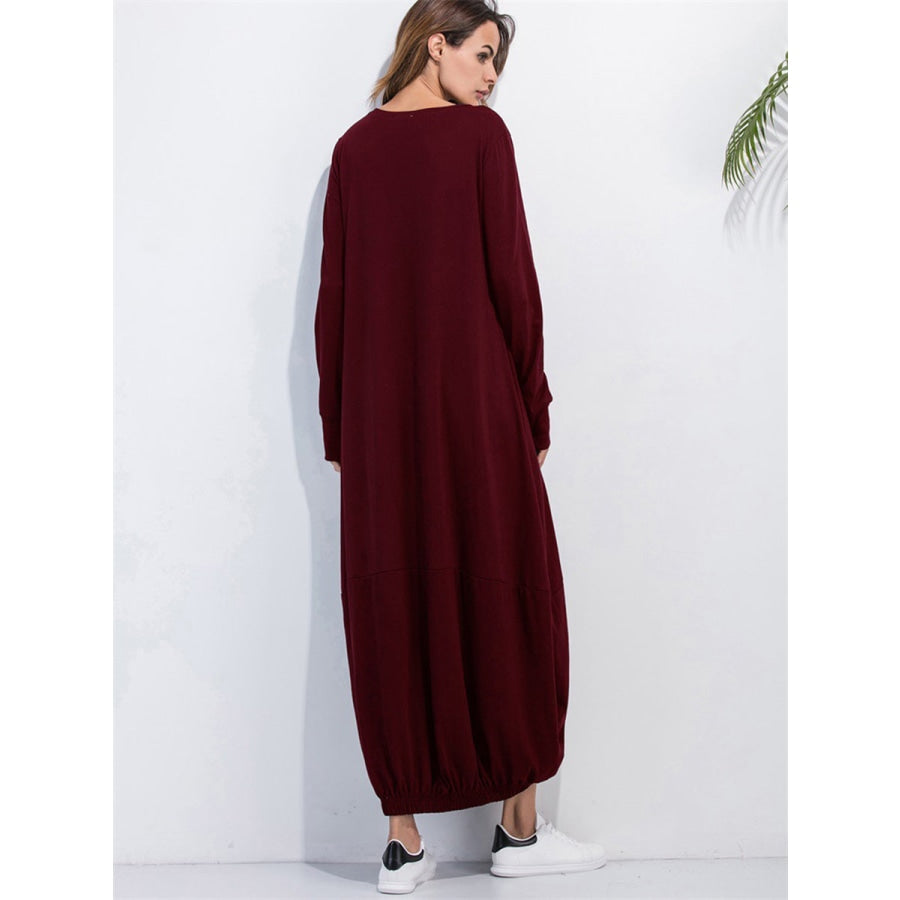 Full Size Round Neck Long Sleeve Sweatshirt Dress