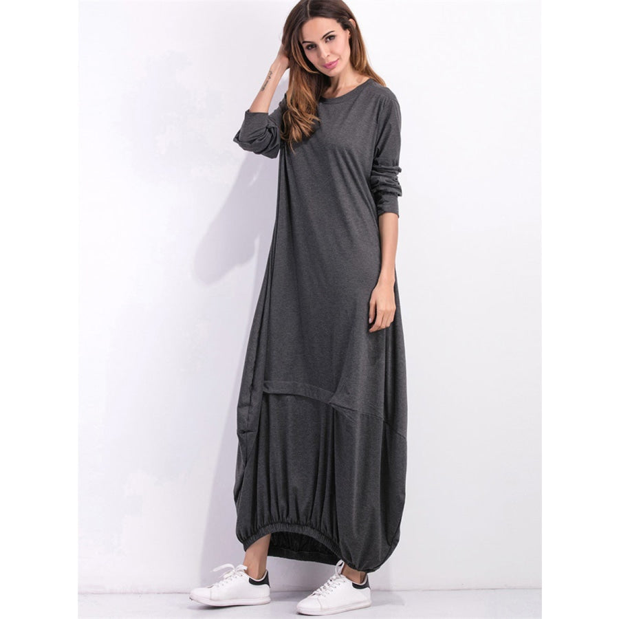 Full Size Round Neck Long Sleeve Sweatshirt Dress