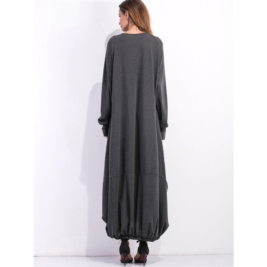 Full Size Round Neck Long Sleeve Sweatshirt Dress