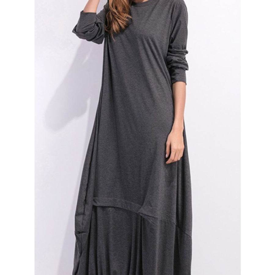 Full Size Round Neck Long Sleeve Sweatshirt Dress