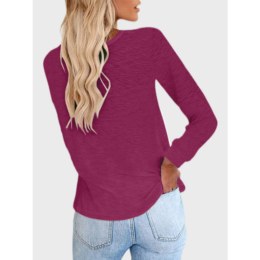 Full Size Round Neck Long Sleeve T-Shirt Apparel and Accessories