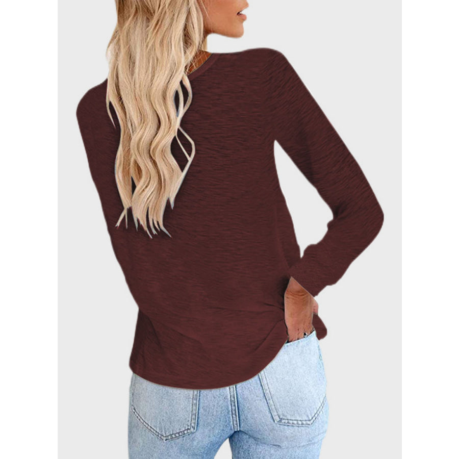 Full Size Round Neck Long Sleeve T-Shirt Apparel and Accessories