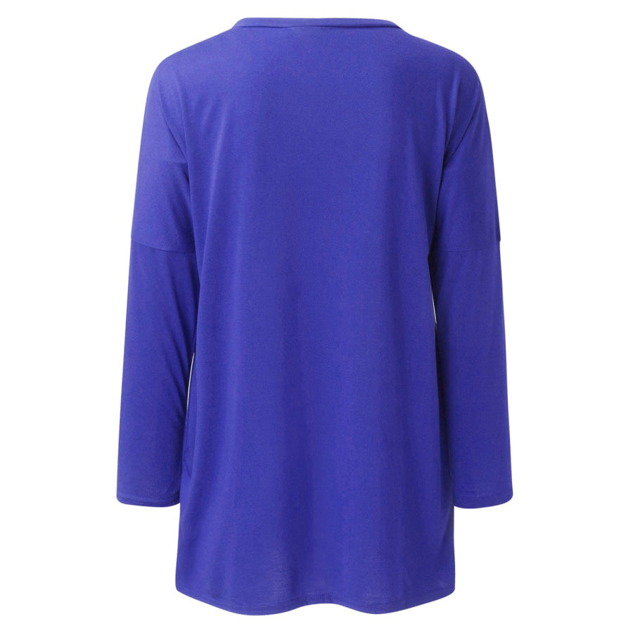 Full Size Round Neck Long Sleeve T-Shirt Royal Blue / S Apparel and Accessories