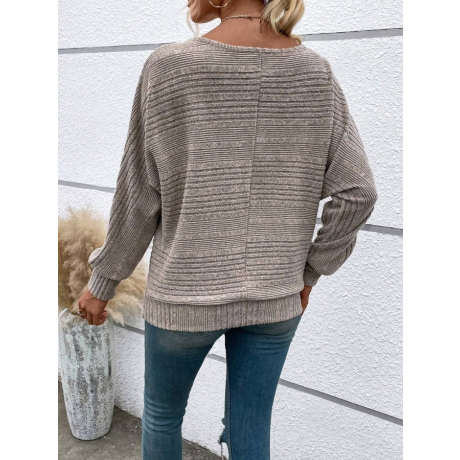 Full Size Round Neck Long Sleeve Top Apparel and Accessories