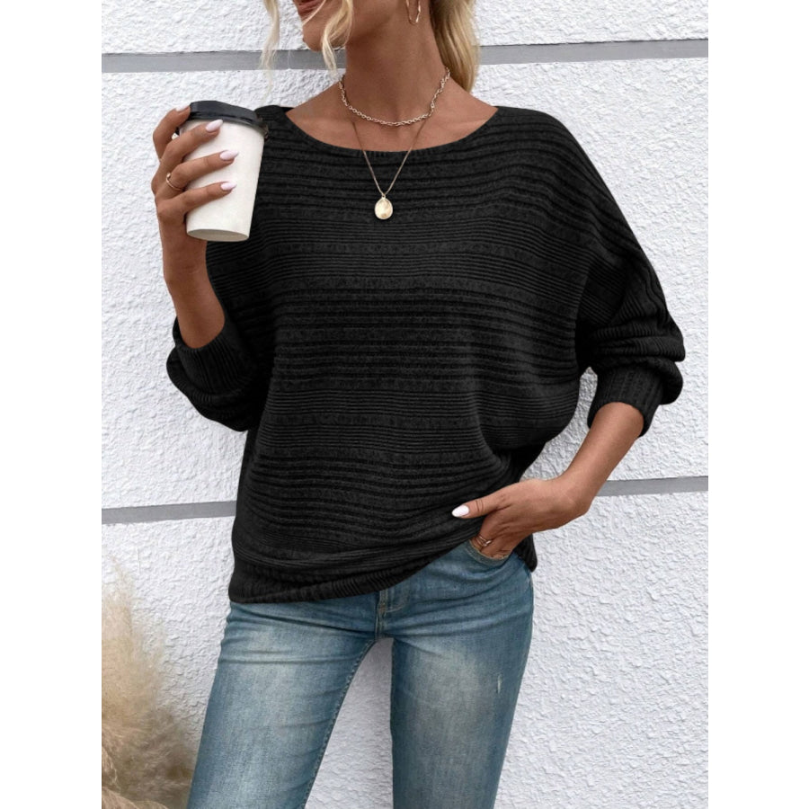 Full Size Round Neck Long Sleeve Top Apparel and Accessories