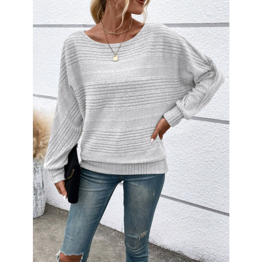 Full Size Round Neck Long Sleeve Top Apparel and Accessories