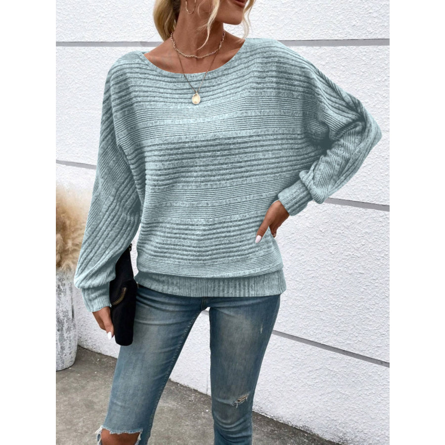 Full Size Round Neck Long Sleeve Top Apparel and Accessories