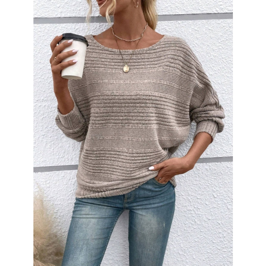 Full Size Round Neck Long Sleeve Top Apparel and Accessories