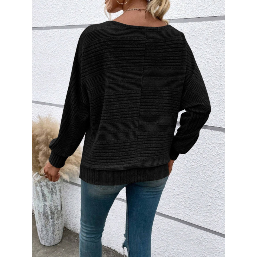 Full Size Round Neck Long Sleeve Top Apparel and Accessories