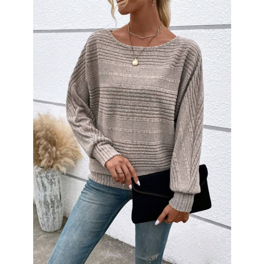 Full Size Round Neck Long Sleeve Top Apparel and Accessories