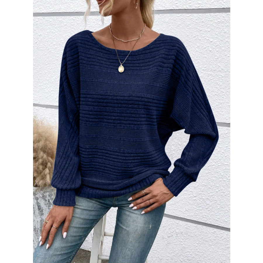 Full Size Round Neck Long Sleeve Top Apparel and Accessories