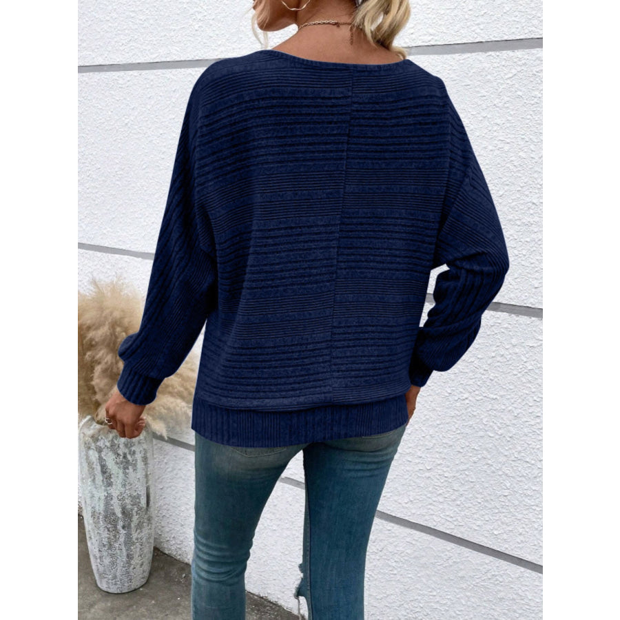 Full Size Round Neck Long Sleeve Top Apparel and Accessories