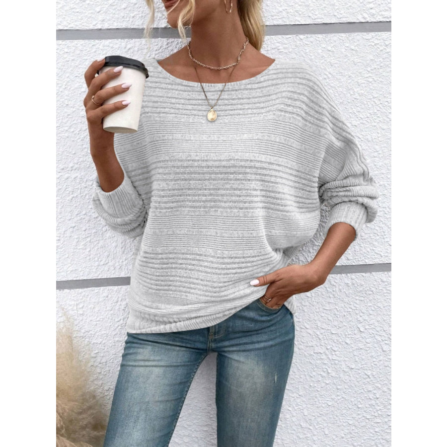 Full Size Round Neck Long Sleeve Top Apparel and Accessories