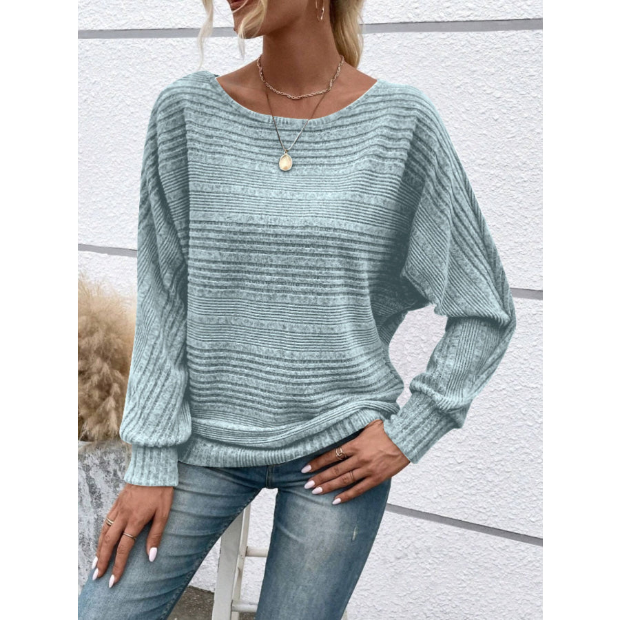 Full Size Round Neck Long Sleeve Top Teal / S Apparel and Accessories