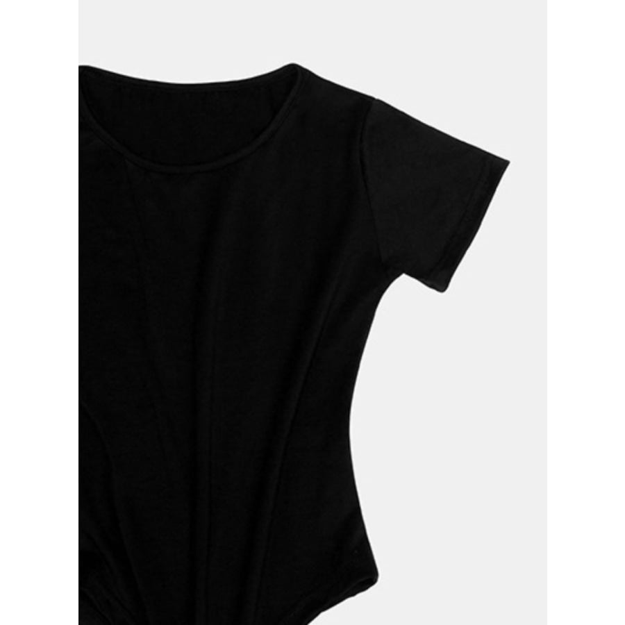 Full Size Round Neck Short Sleeve Bodysuit Apparel and Accessories