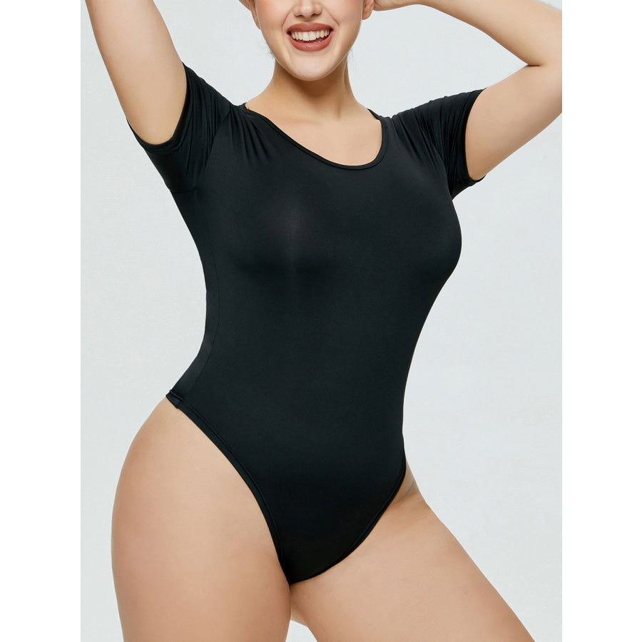 Full Size Round Neck Short Sleeve Bodysuit Apparel and Accessories