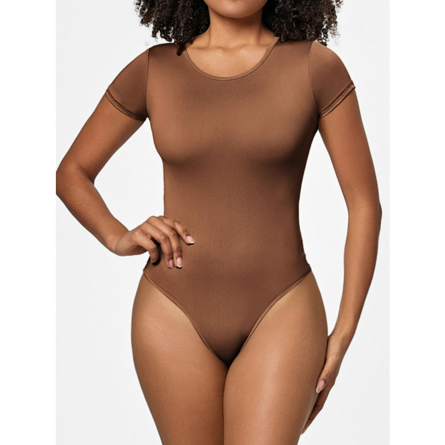 Full Size Round Neck Short Sleeve Bodysuit Apparel and Accessories