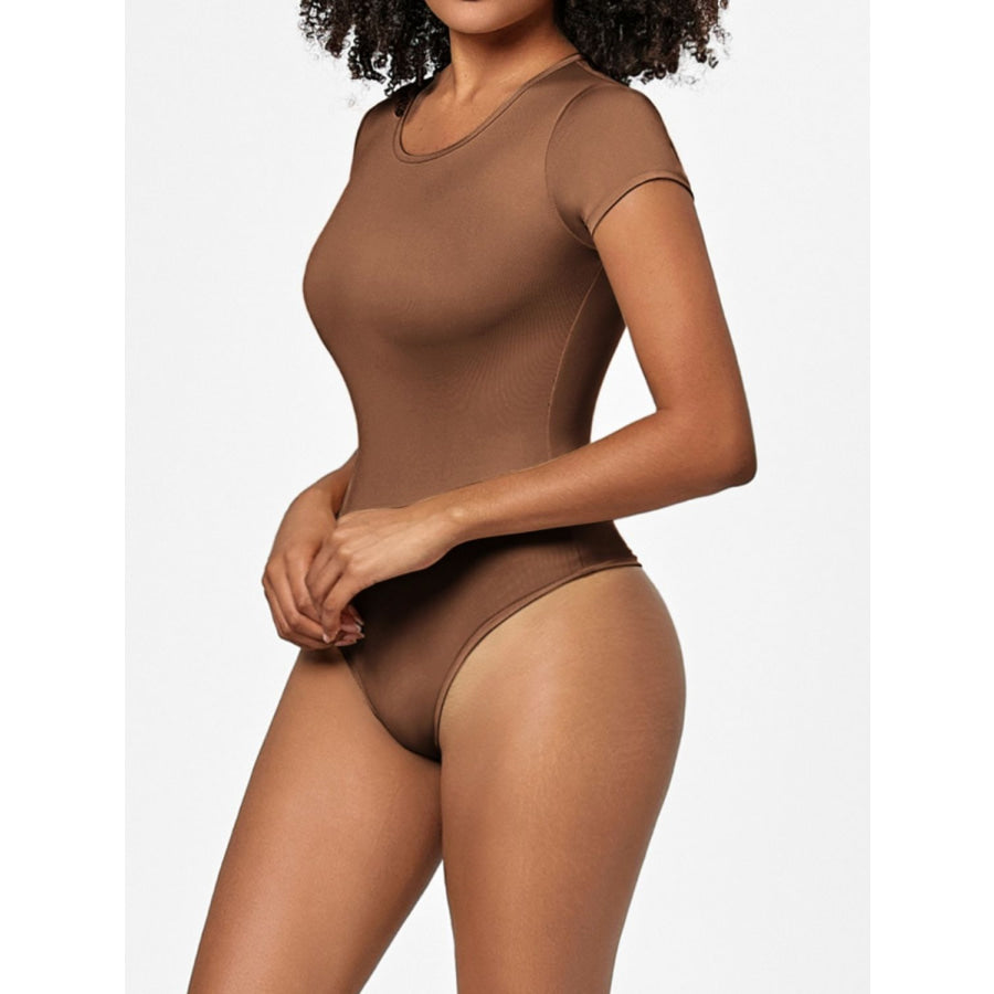 Full Size Round Neck Short Sleeve Bodysuit Apparel and Accessories