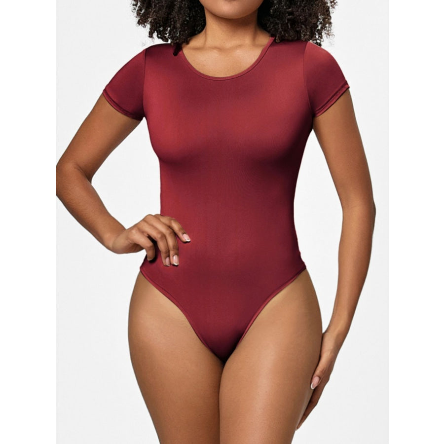 Full Size Round Neck Short Sleeve Bodysuit Apparel and Accessories