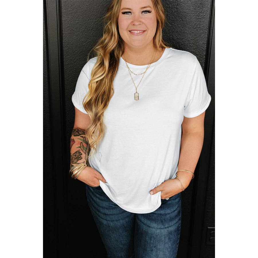 Full Size Round Neck Short Sleeve T - Shirt White / 1XL Apparel and Accessories