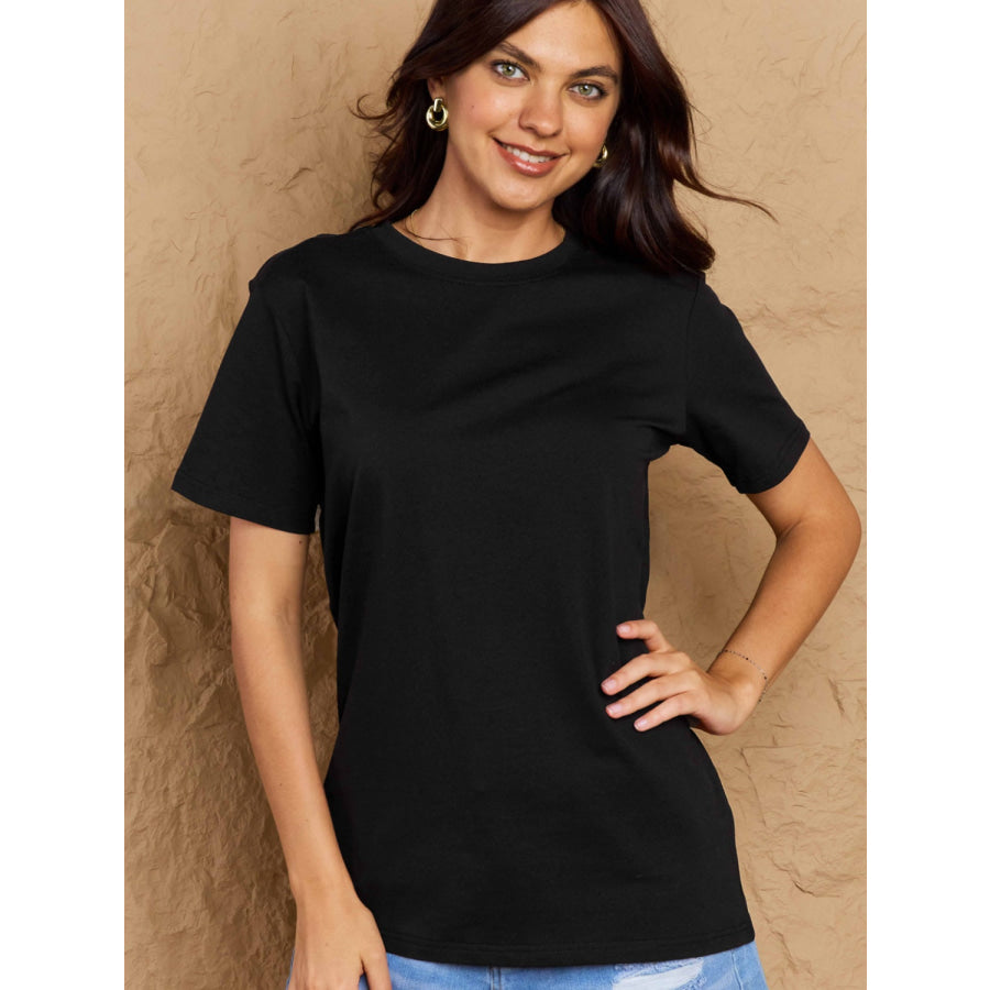 Full Size Round Neck Short Sleeve T-Shirt Black / S Apparel and Accessories