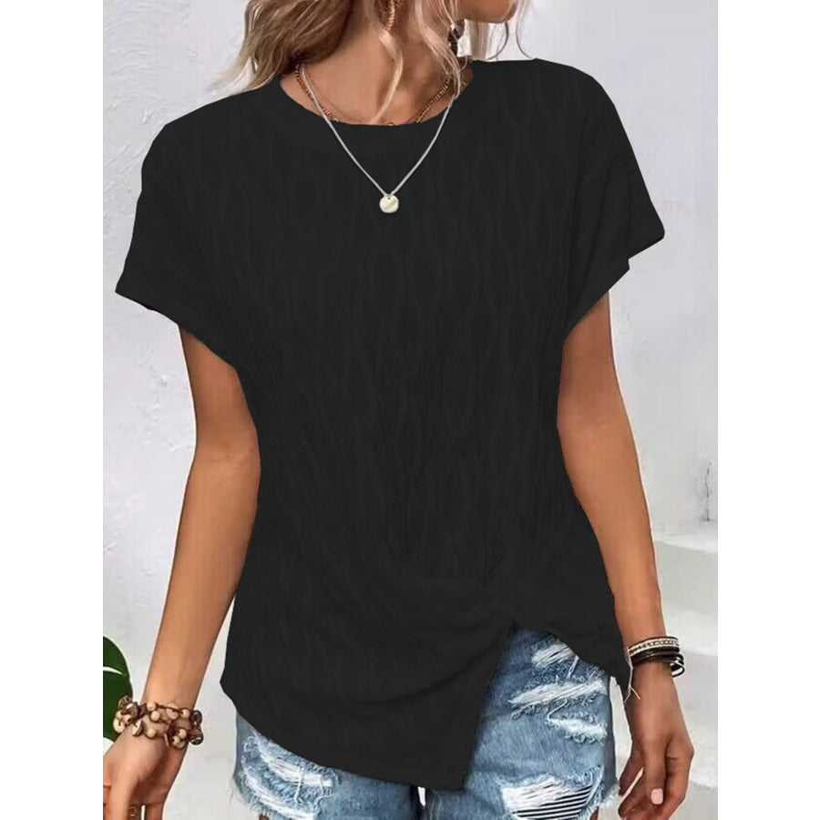 Full Size Round Neck Short Sleeve T - Shirt Black / S Apparel and Accessories