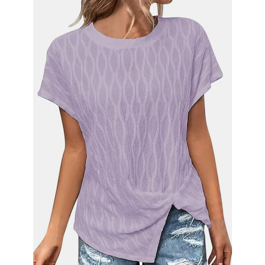 Full Size Round Neck Short Sleeve T - Shirt Lavender / S Apparel and Accessories