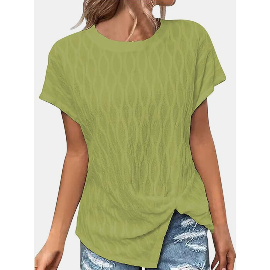 Full Size Round Neck Short Sleeve T - Shirt Lime / S Apparel and Accessories