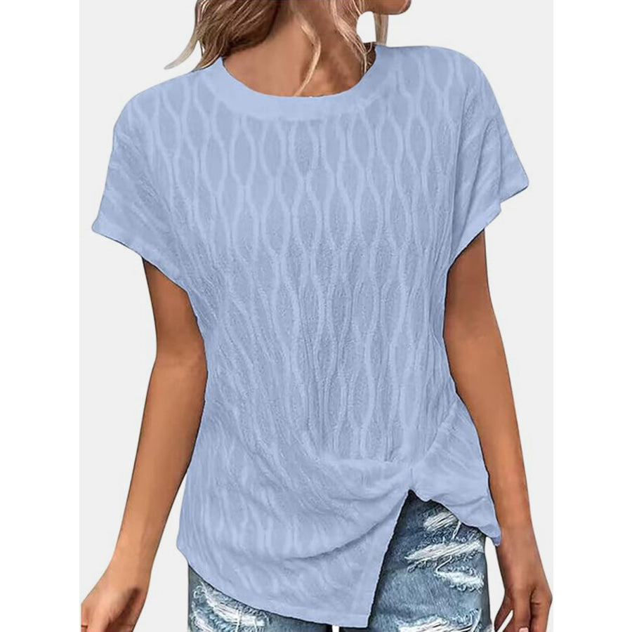 Full Size Round Neck Short Sleeve T - Shirt Misty Blue / S Apparel and Accessories