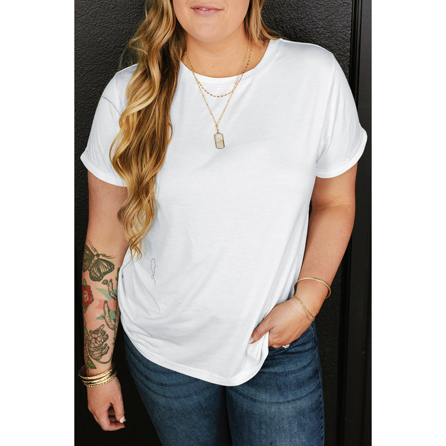 Full Size Round Neck Short Sleeve T - Shirt White / 1XL Apparel and Accessories