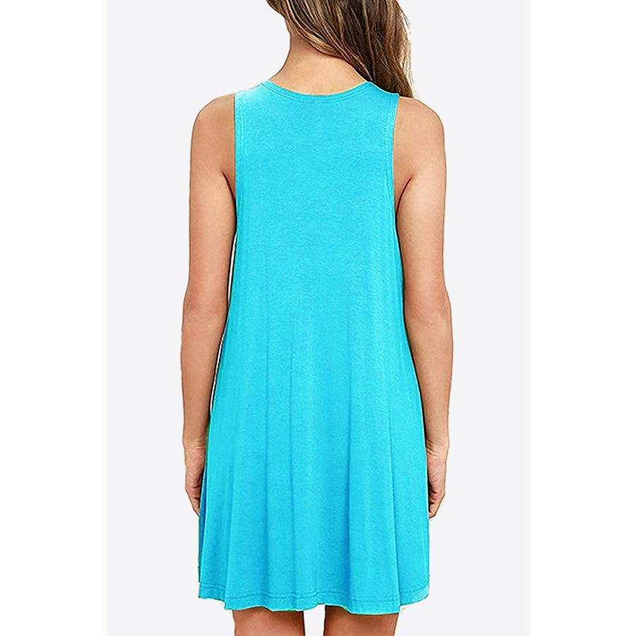 Full Size Round Neck Sleeveless Dress with Pockets