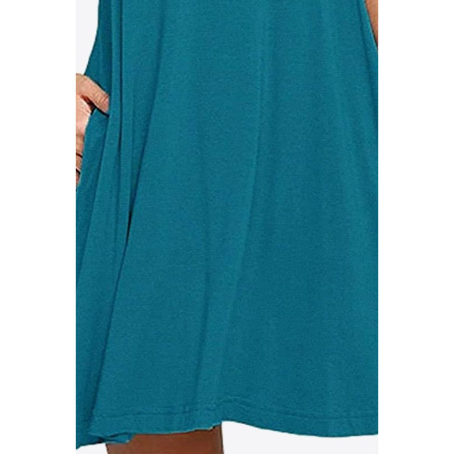 Full Size Round Neck Sleeveless Dress with Pockets