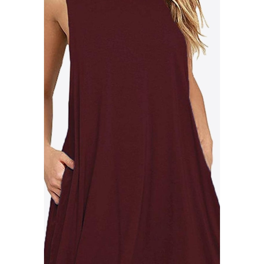 Full Size Round Neck Sleeveless Dress with Pockets