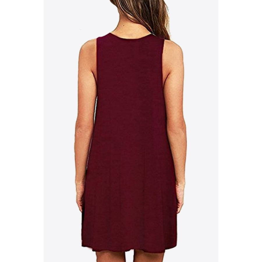 Full Size Round Neck Sleeveless Dress with Pockets