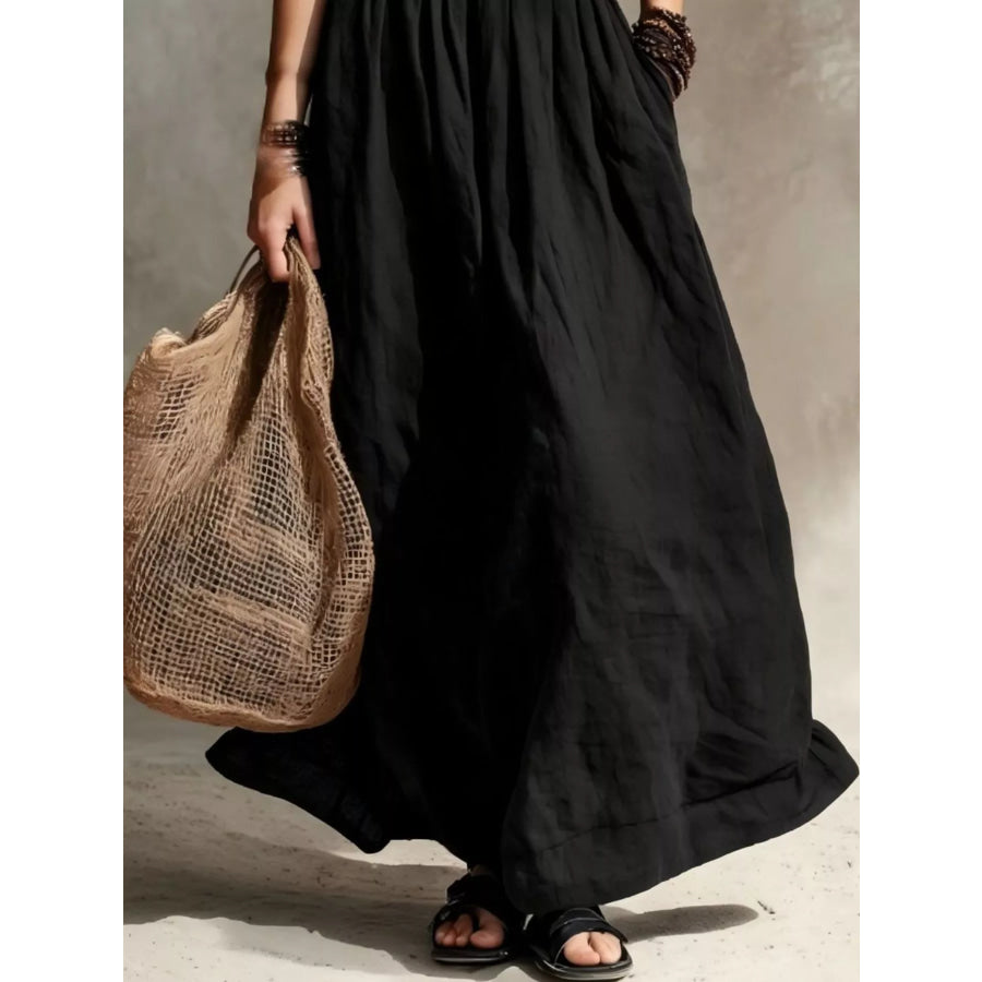 Full Size Round Neck Sleeveless Maxi Dress Plus Size Apparel and Accessories