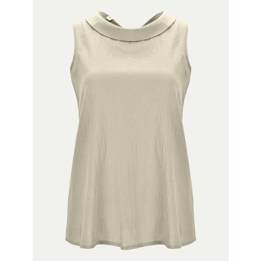Full Size Round Neck Sleeveless Top Cream / S Apparel and Accessories