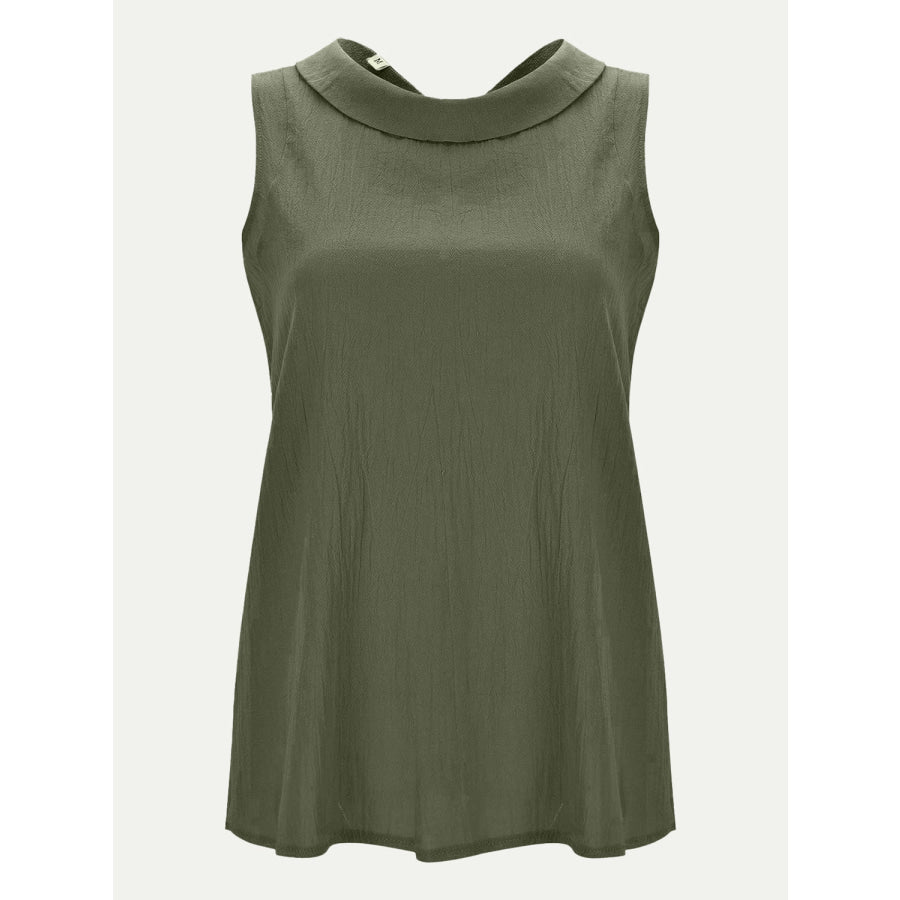 Full Size Round Neck Sleeveless Top Moss / S Apparel and Accessories