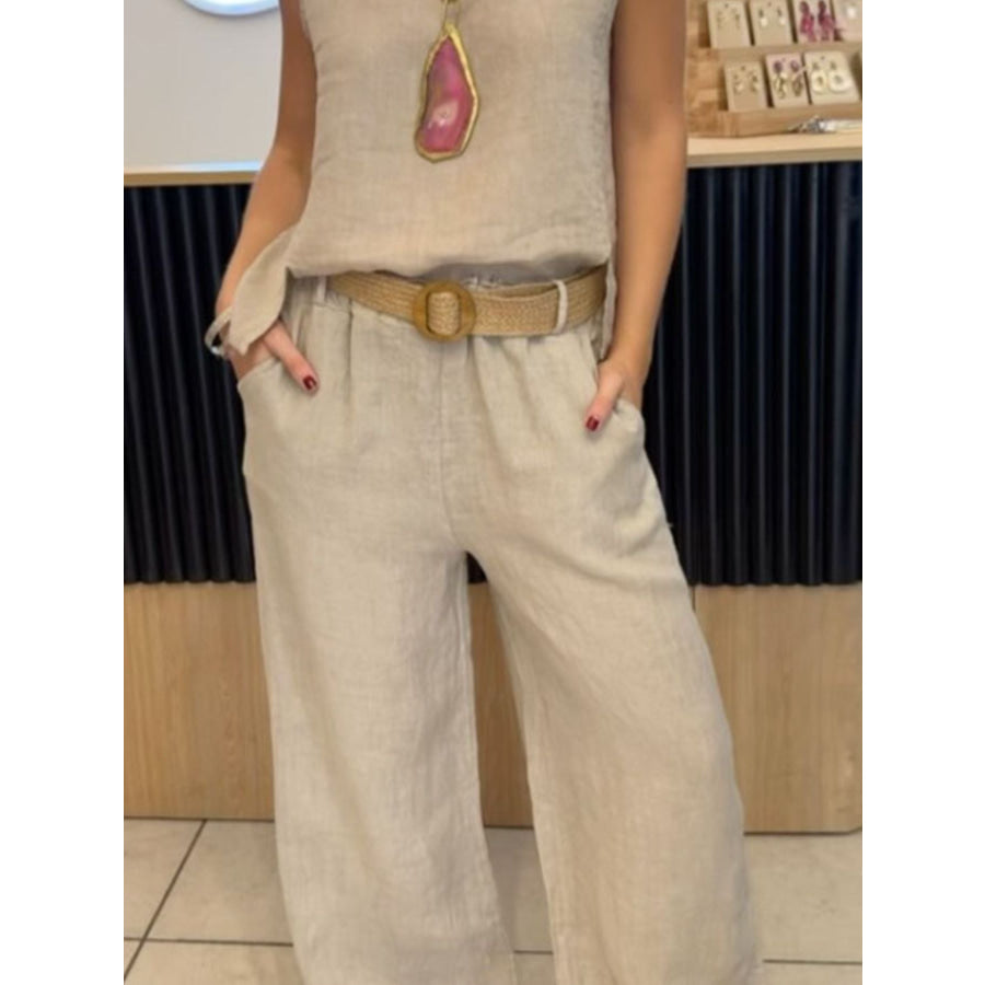 Full Size Round Neck Tank and Pants Set Plus Size Apparel and Accessories