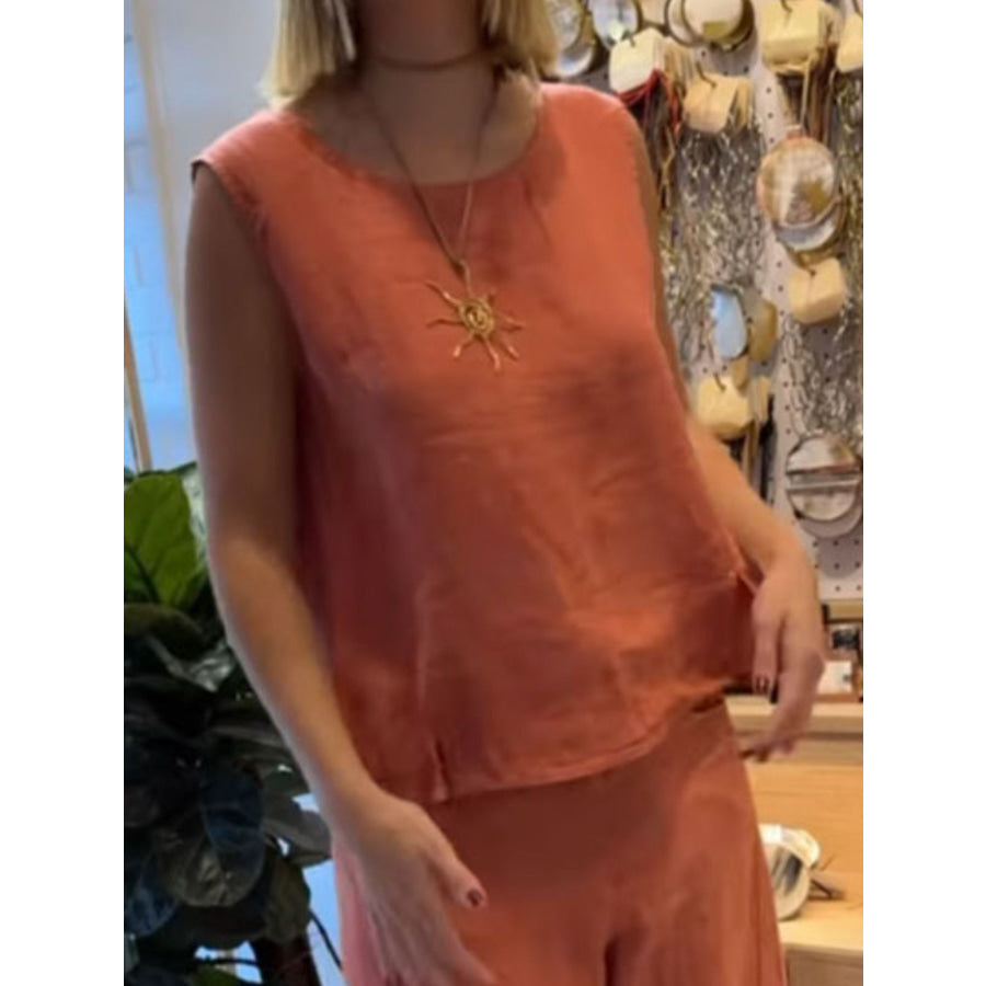 Full Size Round Neck Tank and Pants Set Plus Size Apparel and Accessories