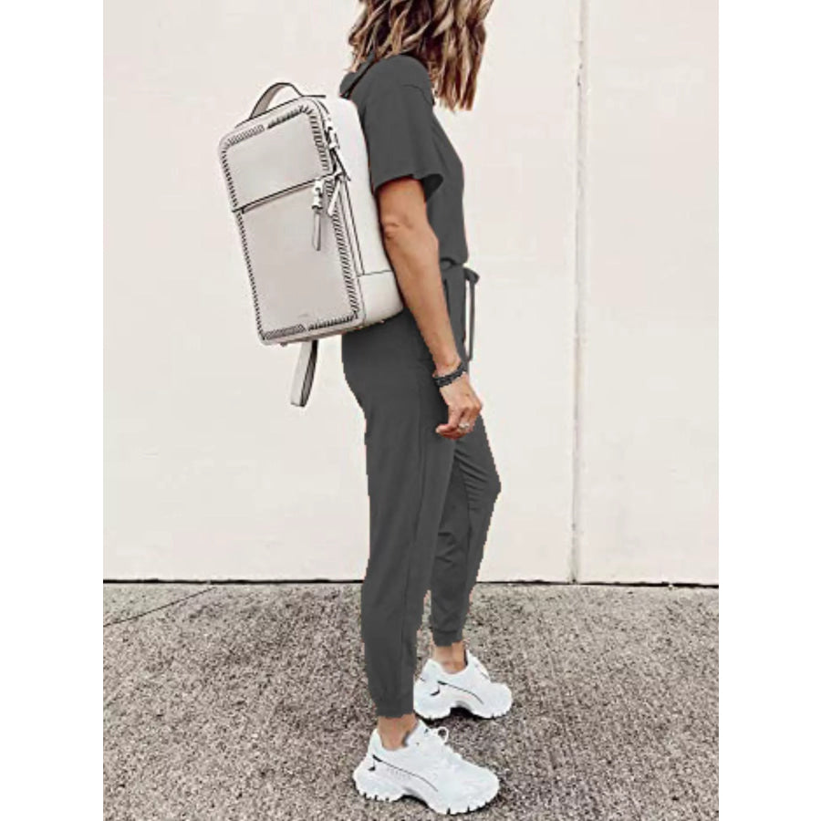 Full Size Round Neck Top and Drawstring Pants Set Plus Size Apparel and Accessories