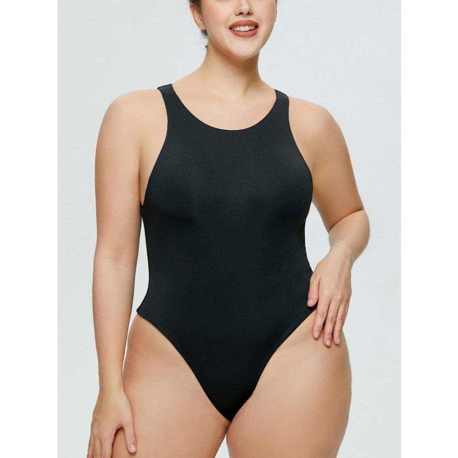 Full Size Round Neck Wide Strap Bodysuit Black / S Apparel and Accessories