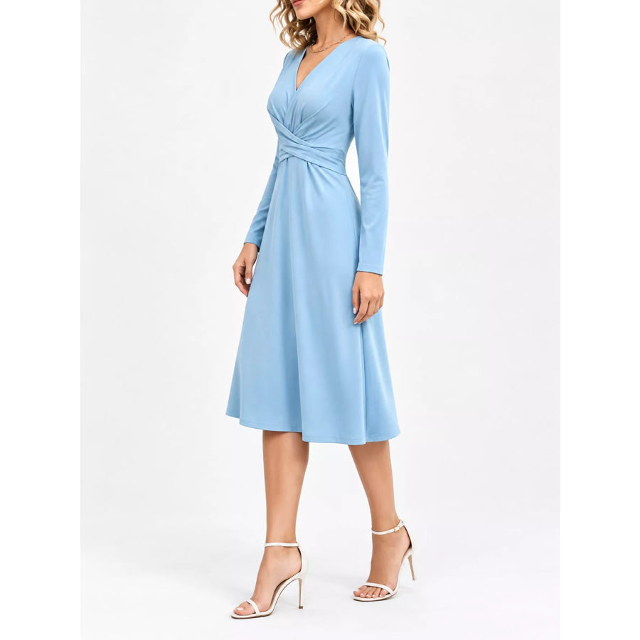 Full Size Ruched Front Midi Dress Plus Apparel and Accessories