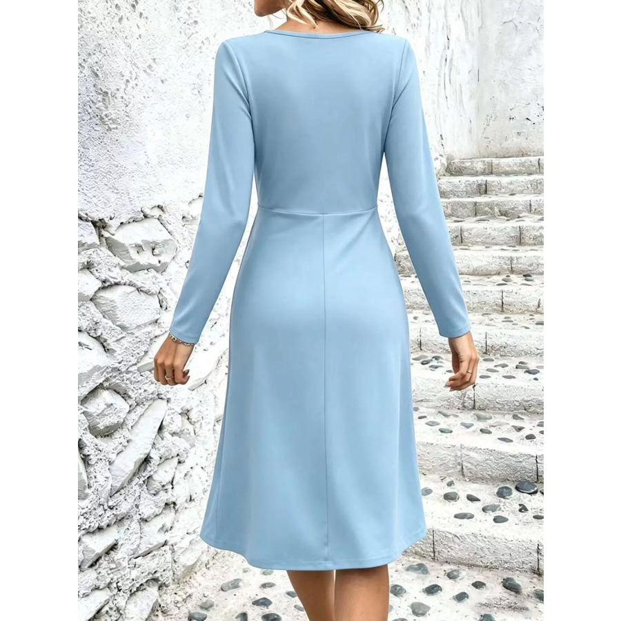 Full Size Ruched Front Midi Dress Plus Apparel and Accessories