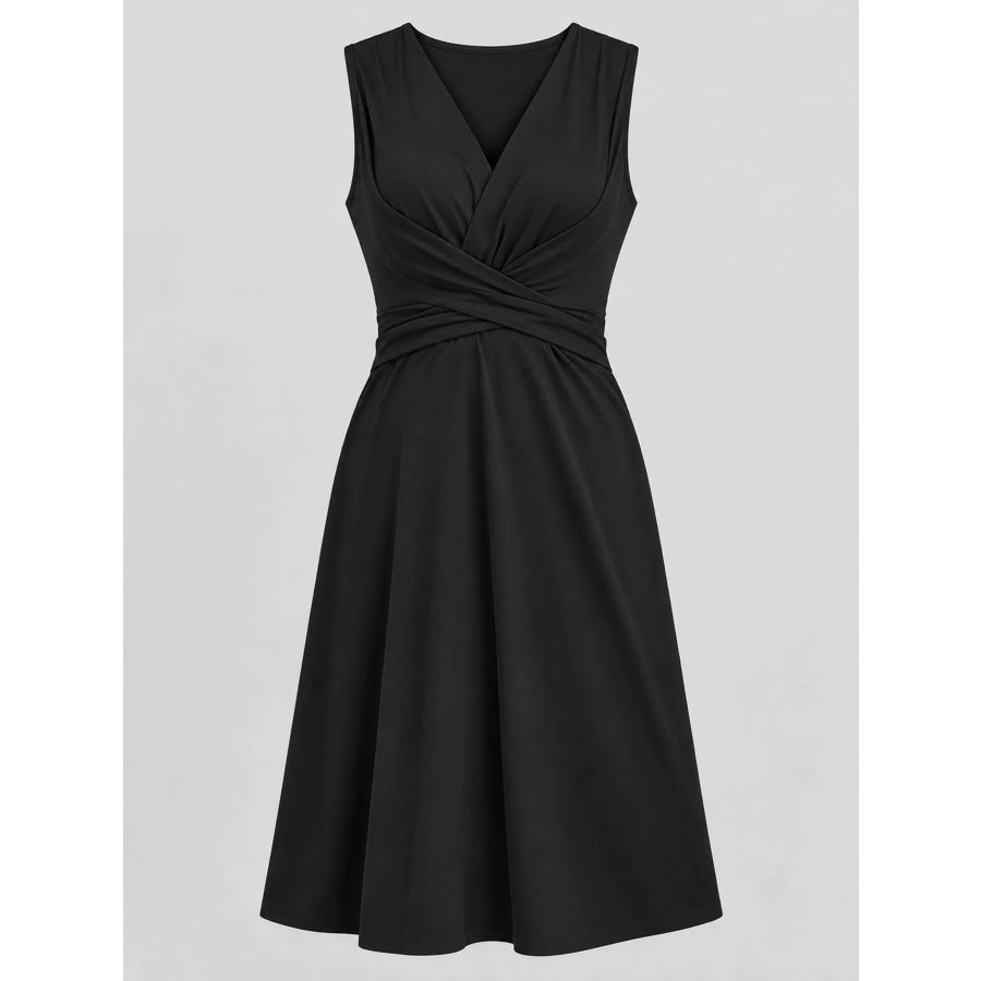 Full Size Ruched Front Midi Dress Plus Apparel and Accessories