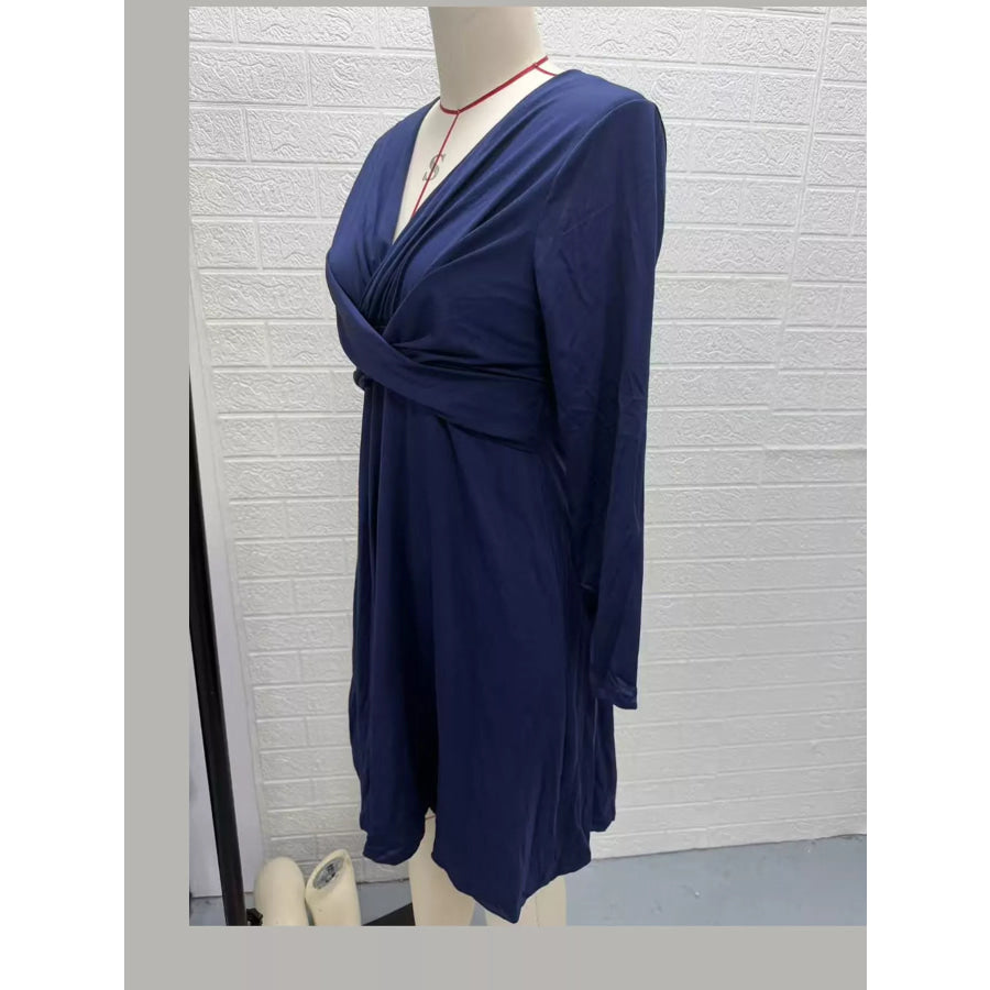 Full Size Ruched Front Midi Dress Plus Apparel and Accessories