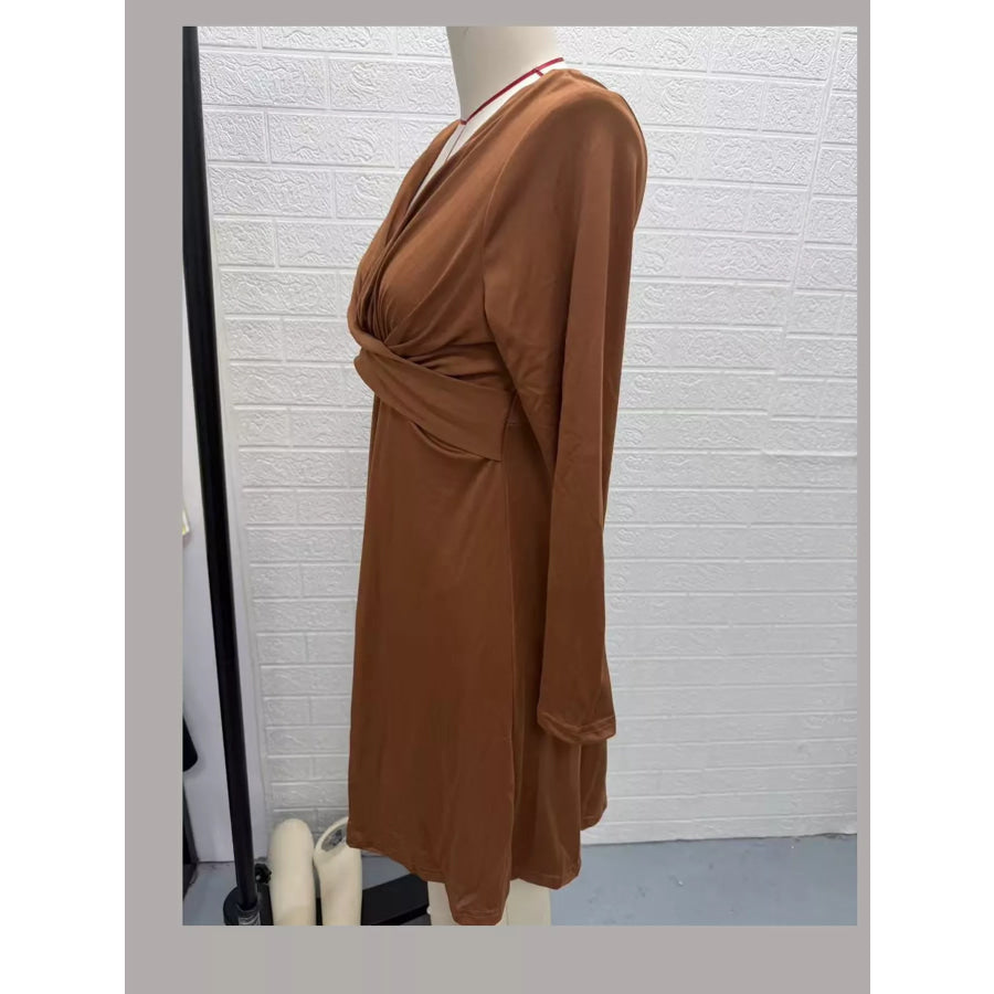 Full Size Ruched Front Midi Dress Plus Apparel and Accessories