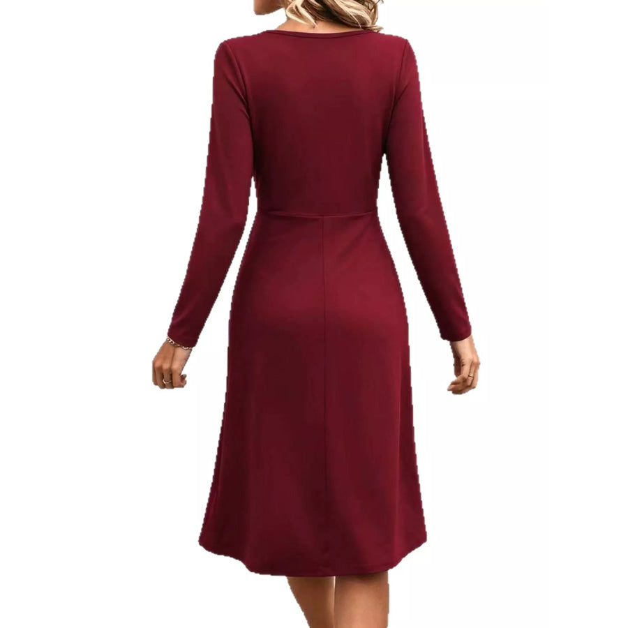 Full Size Ruched Front Midi Dress Plus Apparel and Accessories