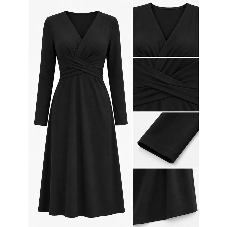 Full Size Ruched Front Midi Dress Plus Apparel and Accessories