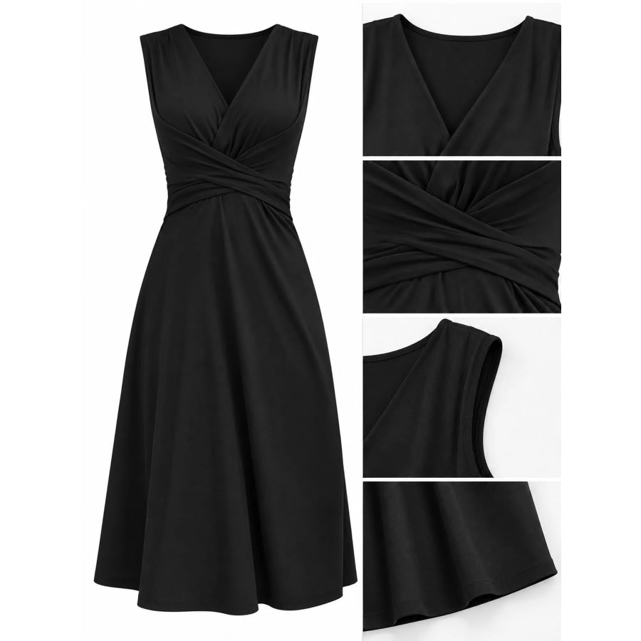 Full Size Ruched Front Midi Dress Plus Apparel and Accessories